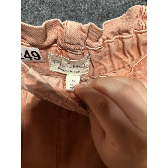 Pilcro Pants Womens XL Pink Paperbag Wide Leg Crop Twill Elastic Waist Casual - Picture 7 of 8